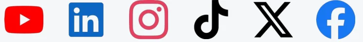 YouTube, LinkedIn, Instagram, TikTok, X and Facebook